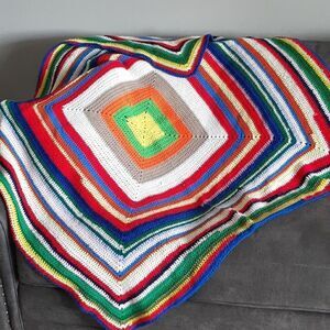 Beautiful hand crocheted 50" X 51" afghan